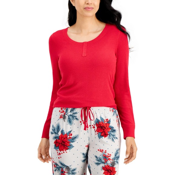 Charter Club Other - Charter Club Ribbed Henley Pajama Top red Small